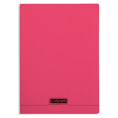 Image de Calligraphe 18473C Un Cahier Agrafé Rouge (une Marque de Clairefontaine) 24x32 cm 48 Pages Petits Carreaux Papier Blanc 90 g Couverture Polypro Transparent