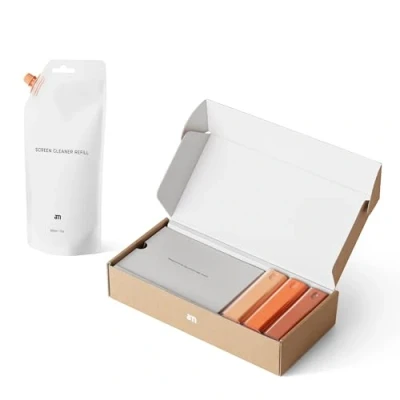 Image de am Nettoyant Écran Set 3 Pièces 200 ml Recharge Kit de Nettoyage Tout en Un pour TV, Tablette, PC/Ordinateur Portable, LCD, LED, Tactile Voiture, Smartphone Microfibre et Spray Inclus Orange