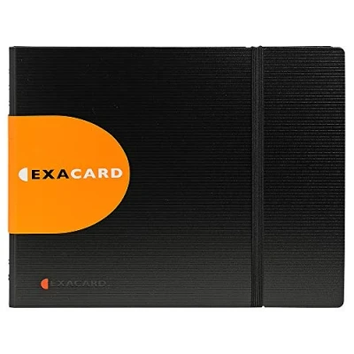Image de Exacompta Réf. 75134E Porte cartes de visite amovible à spirales Exacard livré avec 20 pochettes détachables capacité 240 fermeture par élastique format classer 85x55 mm