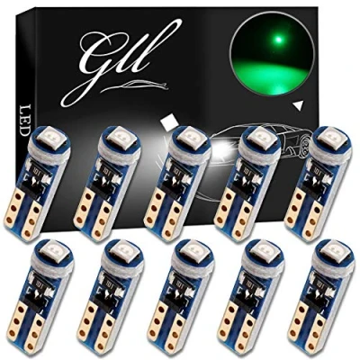 Image de Ampoule LED T5 Vert 37 74 2721 PC74 PC37 3030 SMD 60 Lumens pour Tableau de Bord Voiture DC 12V
