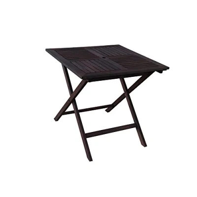 Image de P&amp;J Table Portable Pliante en Bois, (80x80 cm, Noir)