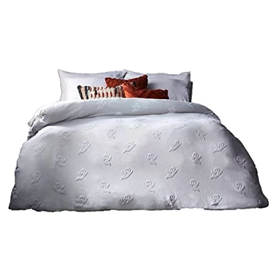 Image de The Linen Yard Ensemble de Housse Couette capitonnée Ghost, Coton, Blanche, King