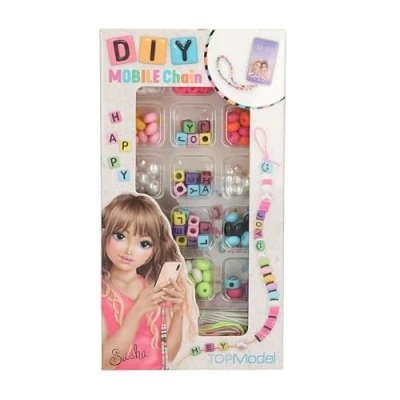 Image de Depesche 12885 TOPModel Mobile Chain Kit DIY, Perles de différents Motifs, Rubans Inclus, pour créer des pendentifs, Multicolor