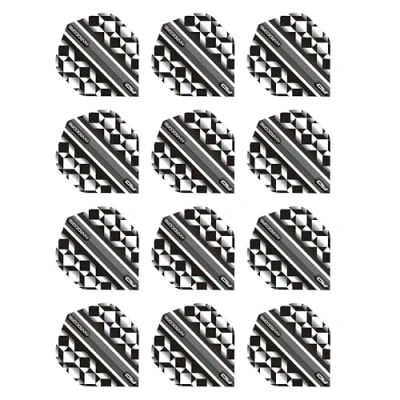 Image de RED DRAGON Hardcore Radical Blanc et Noir Geometric Vols de fléchettes 4 Ensembles par Paquet (12 au Total)