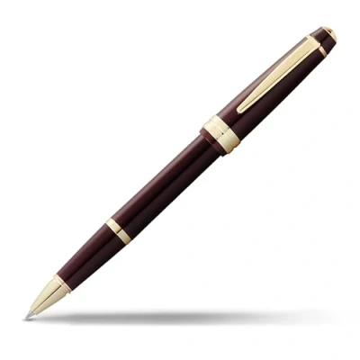 Image de Cross AT0745 11 Stylo à bille Roller Ball Bailey Light avec détails en or, Rouge Bordeaux