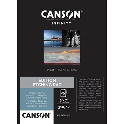 Image de CANSON Infinity Edition Etching Rag Boîte 25 feuilles de papier photo édition d&#039;art 12,7x17,8cm 310g/m² Blanc Pur