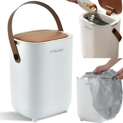 Image de Twinky Poubelle à Couches Bébé Sans Cassette Contenant Compact Anti Odeur avec Couvercle Compatible Sacs Classiques Facile Utiliser et Nettoyer (Marron)