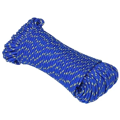 Image de vidaXL corde d&#039;ancrage pour bateau, tressée résistante aux UV, de bobine yacht, résistant à l&#039;abrasion, la navigation, bleu, 4 mm, 25 m, polypropylène