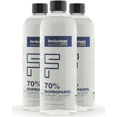 Image de ferdoclean 3L (3 x 1 litre) isopropanol 70% Solvant 3000 ml de Nettoyant pour peinture alcoolisée écran Dégraissant agent nettoyage IPA