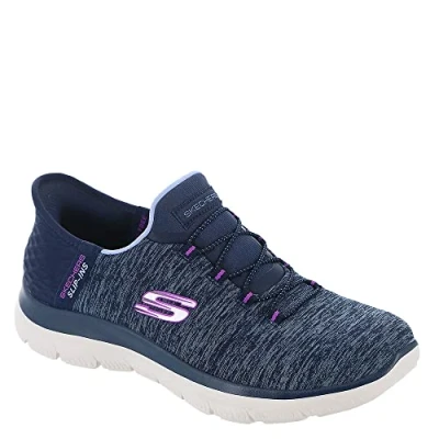 Image de Skechers Femme Hands Free Slip Ins Summits Dazzling Haze Basket, Bleu Marine, 39.5 EU Large
