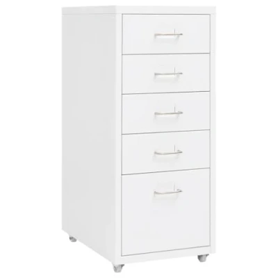 Image de vidaXL Classeur Mobile Armoire à Dossiers de Classement Stockage Fichiers Meuble Bureau Blanc 28x41x69 cm Métal