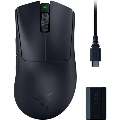 Image de Razer DeathAdder V3 Pro HyperPolling Wireless Dongle Souris Esport Ultra légère dotée d’Un Polling Rate sans Fil réel de 8k Hz (63 g, Capteur Optique 30K, Switches optiques 3ème gén) Noir