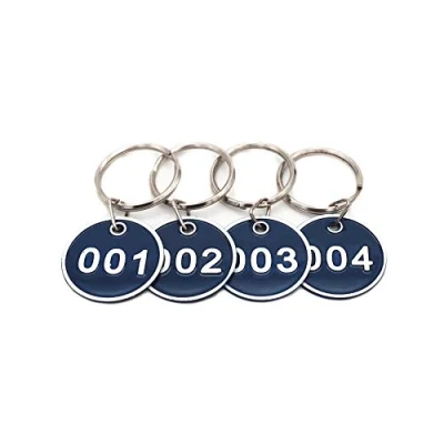 Image de NanTun Lot de 100 portes clés en alliage d&#039;aluminium Porte numérotés d’identification, Blue, 1 to
