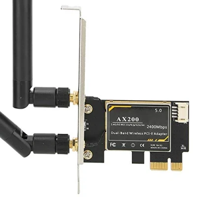 Image de 3000Mbps WiFi 6 Carte Bluetooth5.1 PCIe pour Intel AX200 réseau sans Fil PCI Express Double Bande 5G/2.4G avec 2 x antenne Win 10 (64 Bits)/pour Linux/pour Chrome