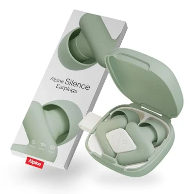 Image de Alpine Silence Bouchons d&#039;Oreilles pour Dormir, Voyager &amp; Se Concentrer Confortables, Réutilisables V forme ajustée Embouts Ovales Doux XS/S/M/L Jusqu&#039;à 25dB Réduction de Bruit Vert