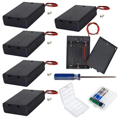 Image de GTIWUNG 6Pcs 3 AA 4.5V Support de Batterie Coque Plastique Boîte Rangement avec Interrupteur on/Off(3 Solts), 2Pcs à Piles en Plastique, pour et AAA