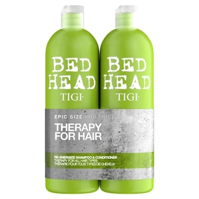 Image de Bed Head by TIGI Re Energise Pack shampooing et après énergisant Soin capillaire professionnel pour un nettoyage en profondeur Tous types de cheveux 2x750 ml