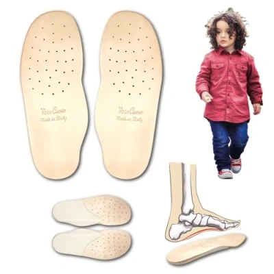 Image de Mr. Scarpa Semelles orthopédiques en cuir véritable pour enfants avec support de voûte plantaire et rehausseur talon latex anti odeur transpiration, pieds plats, fasciite (33 EU)