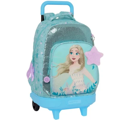 Image de La Reine des Neiges II Hello Spring Grand Sac à Dos roulettes, Compact, Amovible, idéal pour Enfants de différents âges, Confortable et Polyvalent, qualité résistance, 33 x 22 45 cm, Bleu