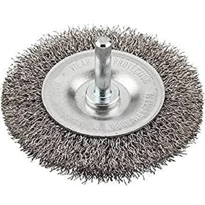 Image de kwb brosse à disque fine, fil d&#039;acier HSS, Ø 75 mm pour métal et pierre, métallique perceuse, y compris tige hexagonale E6.3, dérouiller, décalaminer, rendre rugueux nettoyer