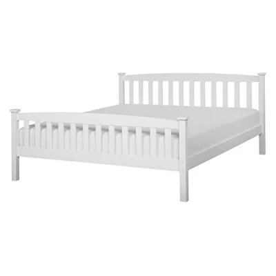 Image de Lit Double en Bois Blanc 140 x 200 cm Style Traditionnel et Classique pour Chambre Moderne ou Scandinave Beliani