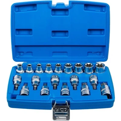 Image de BGS 5100 Jeu de douilles à embouts / clé douille 12,5 mm (1/2&quot;) Profil E/profil T (pour Torx)/Profil E 19 pièces