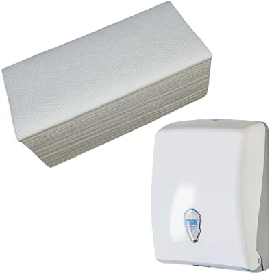 Image de Lot de 3 000 serviettes séchantes Zig Zag Laminées MSU + distributeur