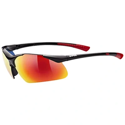 Image de uvex Sportstyle 223 Lunettes de Sport pour Hommes et Femmes Effet Miroir Confort Maintien Parfait Sans Points Pression Black/Red One Size