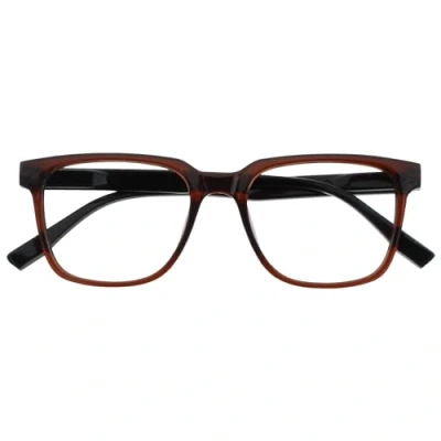 Image de OPULIZE LEO Lunettes de Lecture Monture Rectangulaire Large Brun Branches Noires Hommes Femmes Charnières à Ressorts R55 2 +2.00