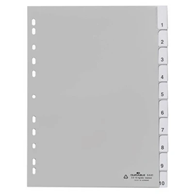 Image de Durable 644110 Index vierges en PP (avec onglets vierges) 10 pièces, gris