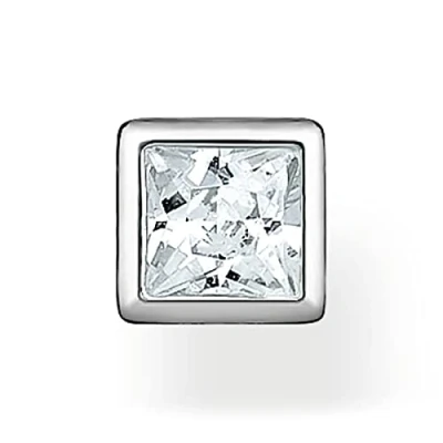 Image de Thomas Sabo Boucle d&#039;oreille individuelle en argent avec pierre blanche carrée H2256 051 14