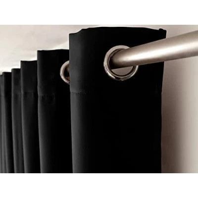 Image de ED ENJOY HOME Rideau Occultant avec Œillets argentés, Noir, Grande Hauteur, 140x280cm, 100% Polyester, Tissu Certifié Oeko TEX, Collection Réglisse