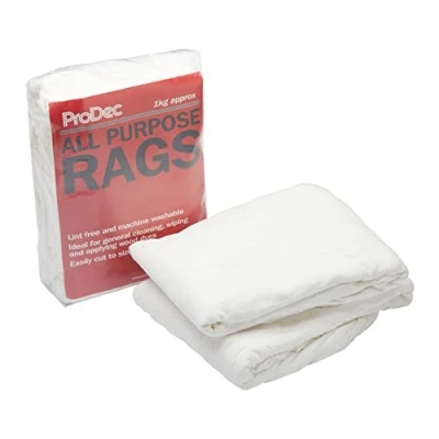 Image de ProDec PMWP002 Sac de 1 kg chiffons non pelucheux pour essuyer, nettoyer, polir, chiffon polissage, blanc