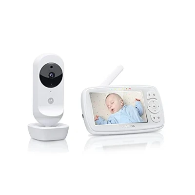 Image de Motorola Ease 44 Connect Moniteur de bébé WiFi avec caméra Écran vidéo 4,3&quot; Application Hubble Vision nocturne, berceuses, microphone, surveillance la température ambiante Blanc