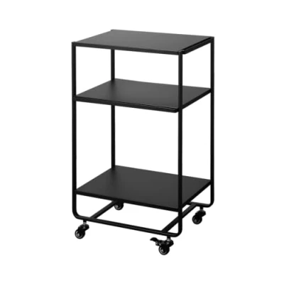 Image de Yamazaki Utilitaire Roulant Chariot de Rangement à roulettes 3 étages pour Cuisine/Salle Bain en Acier, allié, Noir, Taille Unique