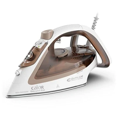 Image de Calor Easygliss Eco Fer à repasser, 2800 W, Débit vapeur 50 g/min, Fonction Pressing 240 Jusqu&#039;à 30 % d&#039;économie d&#039;énergie, Semelle Durilium Airglide, Fabriqué en France, Argile FV5780C0