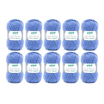 Image de Gründl Hot Socks Pearl en Laine Unie (Laine de Chaussette Douce 75% mérinos, 20% Polyamide, 5% Cachemire, 50 g / 200 m, Taille d&#039;aiguille : 2,5 3, 10 x g), Bleu