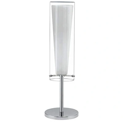 Image de Eglo lampe de chevet Pinto, table à poser en acier chromé, verre opale mat, blanc, luminaire avec interrupteur, douille E27
