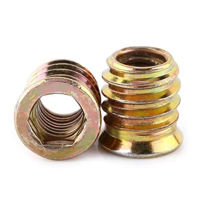 Image de 20 pièces Vis en Acier au Carbone Zingué Dans l&#039;Écrou T Écrous d&#039;Insertion Filetés à Six Pans Creux pour Meubles Bois (M8*15mm)