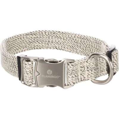 Image de Flamingo Collier pour Chien Lago Blanc/Noir L 45 65cm 25mm Réglable en continu Boucle à clic et Anneau Laisse chromées