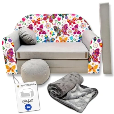 Image de millybo canapé pour enfant Avec fonction sommeil Pliable 3 en 1 lit Pouf fille et garçon Mini chambre d&#039;enfant (A33)