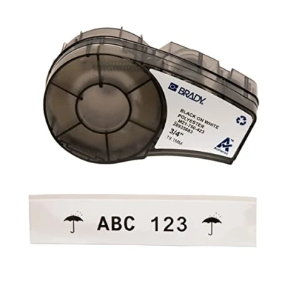 Image de Brady (M21 750 423) Ruban en polyester pour étiqueteuses BMP21 PLUS, LAB et 19.05 mm x 6.40 m Noir sur blanc