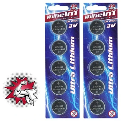 Image de WILHELM Lot de 10 piles bouton au lithium 3 V 270 mAh Ø 24,3 x mm DL 2430
