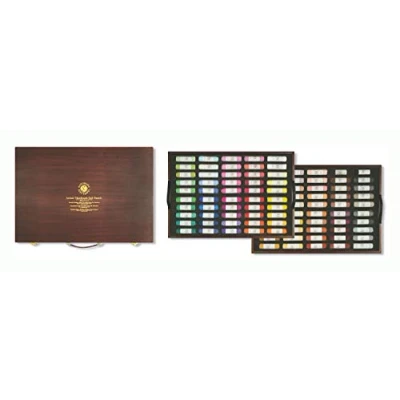 Image de Mungyo MPHM 100W Gallery Artists&#039; Handmade Soft Pastels, set de 100 pastels roulés à la main qualité artistique, dans un coffret en bois, consistance douce