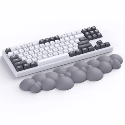 Image de ATTACK SHARK Cloud Repose poignet, Ergonomique, Support de Poignet Anti dérapant, Main Bureau, paume pour Clavier Jeu Mécanique TKL 87 Touches Taille Normale Gris