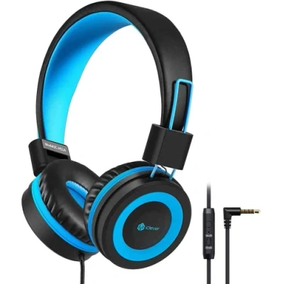 Image de iClever Casque Audio Enfant, Ecouteurs Enfants Filaire, Bandeau Réglable avec Volume Limité, Pliable pour l&#039;Ecole, Smartphone, Tablette