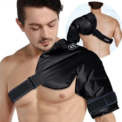 Image de REVIX poche de glace XL pour thérapie par le froid, réutilisable en gel l&#039;inconfort et la récupération, favorisant flexibilité mobilité, compression durable, noir