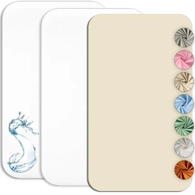 Image de Drap Housse Cododo 50x83cm (Lot de 2) + 1 Alèse Imperméable Protège Matelas Set 2+1 Draps et Oeko TEX (Blanc/Vanille, 50 x 83 cm)