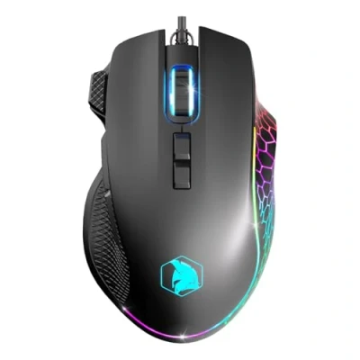 Image de EMPIRE GAMING 2025 Nouveau W905 Souris Gamer Filaire 12800 DPI 1000Hz Rétroéclairage RGB Ergonomique PS4, PS5, XboxOne/Series, PC et Mac Logiciel Inclus 8 Boutons Programmables (Noir)