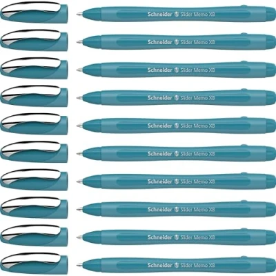 Image de Schneider Slider Memo XB Colour Edition Lot de 10 stylos à bille avec capuchon, largeur trait Couleur du boîtier : bleu sarcelle